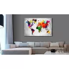 Kép - Színes világtérkép szürkés háttéren