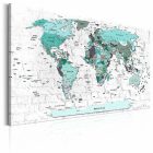 Kép - Égszínkék világtérkép téglafal háttéren