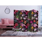 Paraván - Flamingók és virágok 2 [helyiségelválasztók]