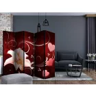 Paraván - Rózsaszín virág piros háttéren II