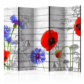 Paraván - Vadvirágok deszka háttéren II