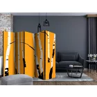 Paraván - Nyírfák narancssárga háttéren II