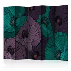 Paraván - Zöld és lila pipacsok II