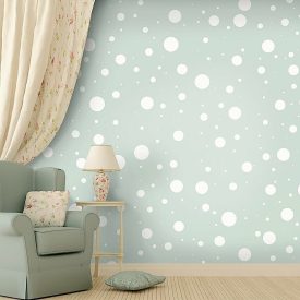 Fotótapéta - Fehér buborékok zöld háttéren