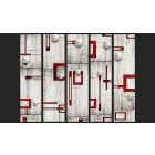 Fotótapéta - Beton, piros keretek és fehér gombok