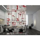 Fotótapéta - Beton, piros keretek és fehér gombok