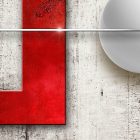 Fotótapéta - Beton, piros keretek és fehér gombok