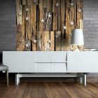 Fotótapéta - Fehér csillagok fa mintán