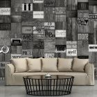 Fotótapéta - Különböző feliratok fán (fekete-fehér)