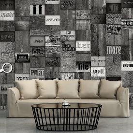 Fotótapéta - Különböző feliratok fán (fekete-fehér)