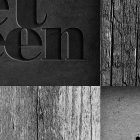 Fotótapéta - Különböző feliratok fán (fekete-fehér)