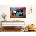 Kép - Zebra mosása a színes téglafalon