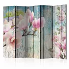 Paraván - Rózsaszín virágok fa mintán II