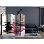 Paraván - Fekete kavicsok és rózsaszín virág II