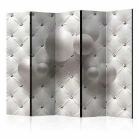 Paraván - Fehér gömbök fehér bőrmintán II