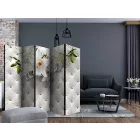 Paraván - Fehér virágok bőrmintán II