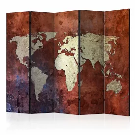 Paraván - Vas színű világtérkép II