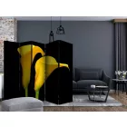 Paraván - Két sárga kála virág fekete háttéren II