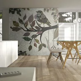 Fotótapéta - Fa ága madár (patchwork)