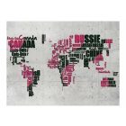 Fotótapéta - Piros-fekete világtérkép országnevekből